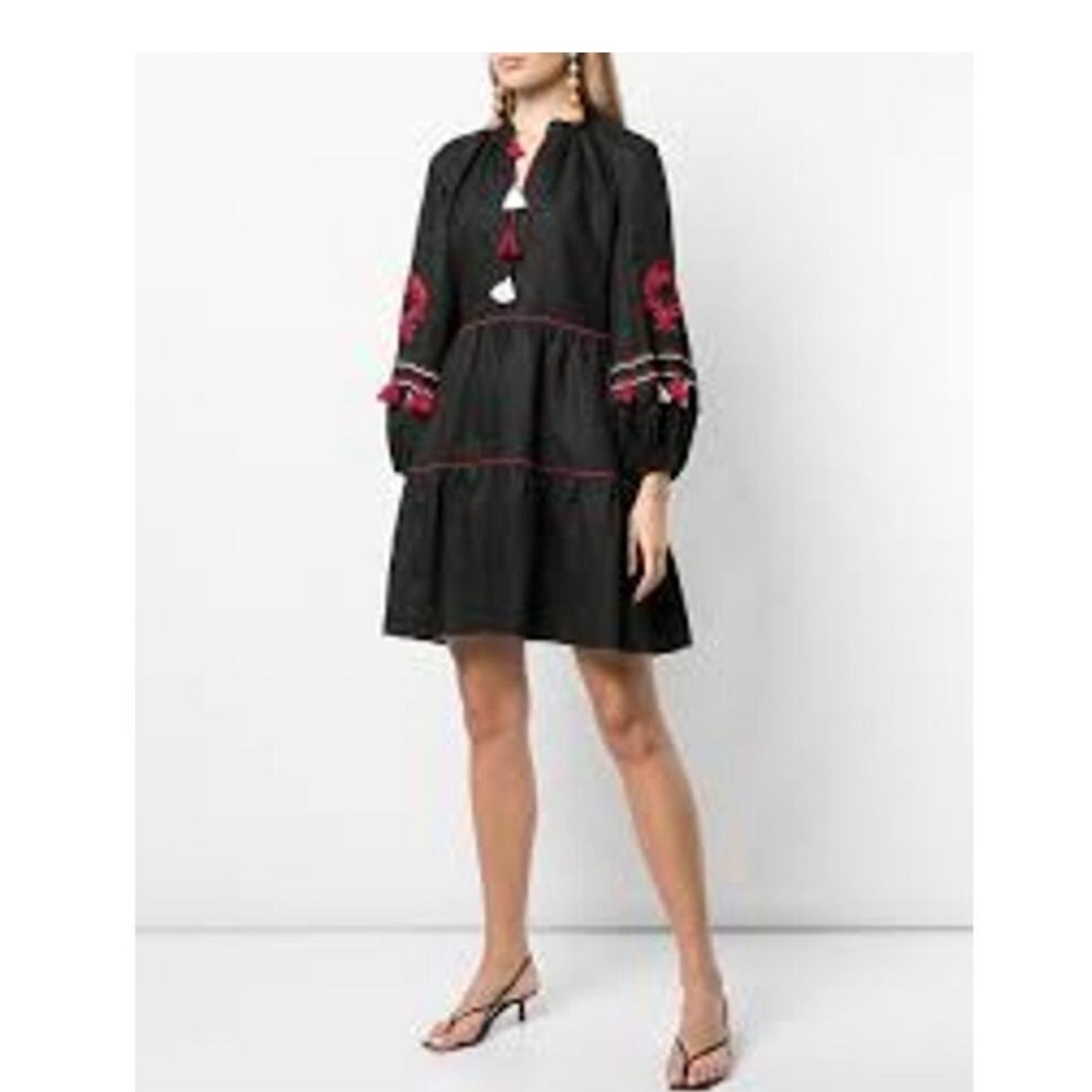 Sachin & Babi Avery Lightweight Linen V-Neck Tassel Mini Dress Size Medium, NWOT